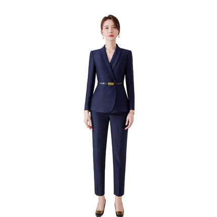 Aishangchen navy blue fashion professional suit temperament goddess fan hotel front desk sales department High sense work clothes