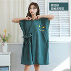 Half sleeve olive green / Smiley face bathrobe pineapple grids [ 40-90kg can be worn]