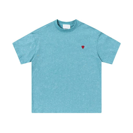 Cross-Border Am* Short-Sleeved Pure Cotton Embroidered Round Neck T-Shirt Summer Casual Loose Couple Wear Star Same Style Drop Shipping