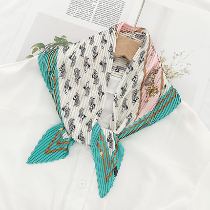 New wrinkled small square scarf female Korean imitation silk printed wrinkled small scarf Joker scarf decorative scarf wholesale