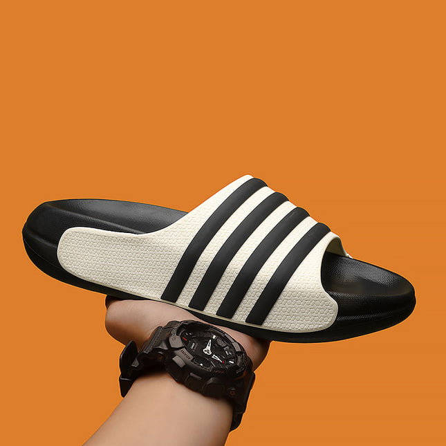 Factory Direct Sales Cross-Border Popular Striped Unisex Soft-Soled Slippers, Non-Slip, Wear-Resistant, Couple Slippers, Environmentally Friendly Material