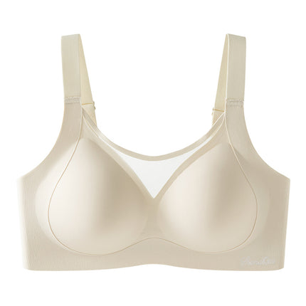 Traceless plus size Underwear Women's 200kg Full Fixed Large Cup Large Chest Small Anti-sagging Summer Thin Bra