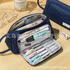 Oxford cloth triangle pencil case [navy blue]