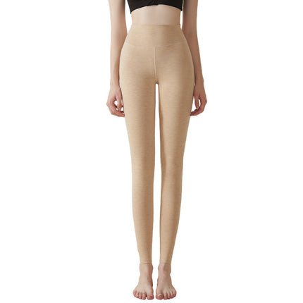 Women's Silk Cashmere Thermal Anti-Cold Autumn and Winter Heated Thermal Leggings with Added Fleece, Thickened, Seamless, Antibacterial Base Layer Pants