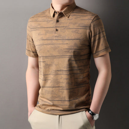 Summer 2025 Men's Cotton Loose plus size Polo Shirt Fashionable Thin Top Cotton T Summer Middle-aged Dad's Dress