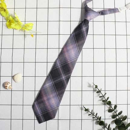 JK Small Tie Women's College Style Lazy Japanese Style Plaid Uniform Shirt Tie Student ins Men's and Women's Short Free Tie