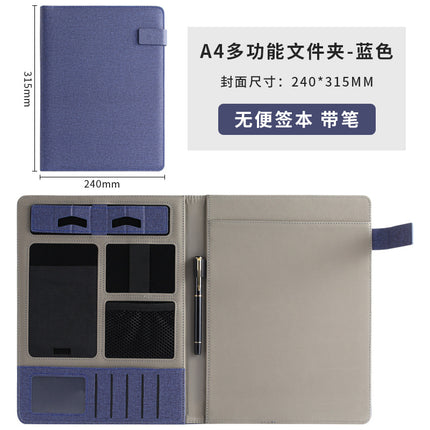 Multi-function A4 folder business contract sales manager clip leather contract pad talk single mobile phone holder