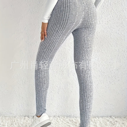 Women's New Fashion Slim Slim Fit Tight Leggings Solid Color Trousers