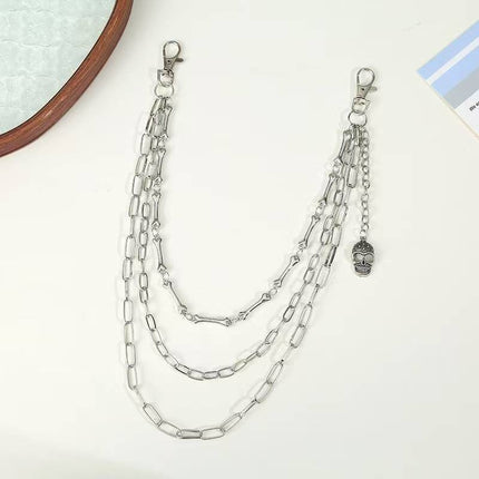 European and American Fashion Trendy Denim Jk Metal Pants Chain Hip-Hop Rock Bone Chain Skull Pendant Personalized Pants Chain