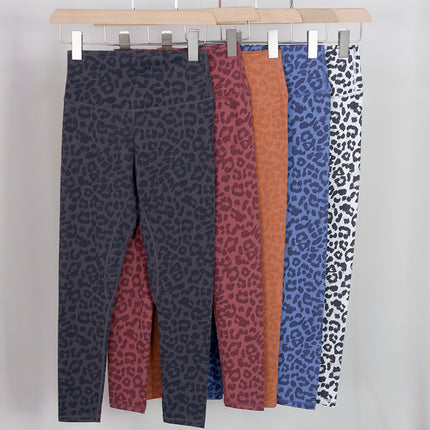 Yoga hot cross-border women's high waist belly contracting tight leopard print hip lifting fitness running sports cropped pants