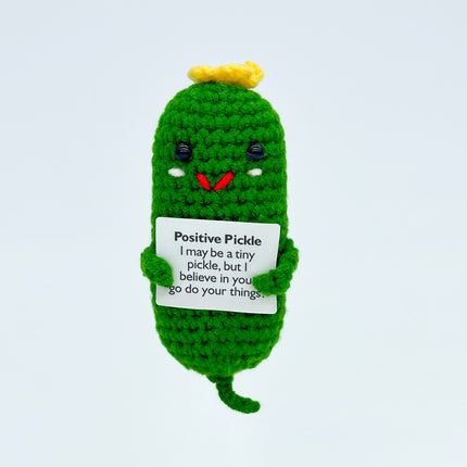 Cross-Border Finished Handmade Knitted Doll Cartoon Emotional Support Emoji Funny Cucumber Keychain Ornament Gift
