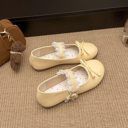 French Silver Mary Jane Shoes for Women 2025 Spring New Style Bow Shallow Mouth Fairy Evening Breeze Gentle Flats Shoes