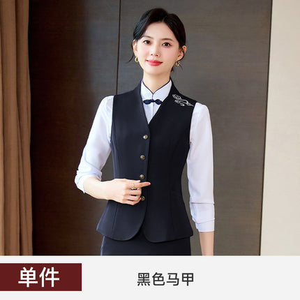 Blue Ladies Professional Suit Vest suit Hotel Front Desk KTV Reception Chinese Restaurant Waiter Work Clothes