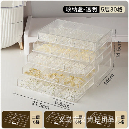Cross-border Explosions Desktop Drawer Type Jewelry Storage Box Transparent Split Multi-layer Diamond Box Earring Needle Necklace Bracelet Box