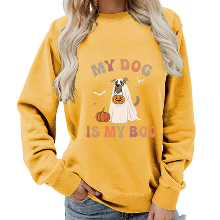 Amazon Cross-border Foreign Trade Source my dog Printed Round Neck Women's Jacket Sweatshirt Jacket Casual Loose European Size