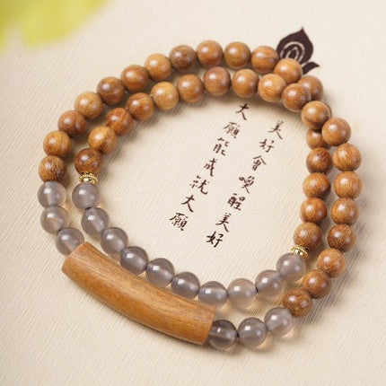 Shen Guibao Chen Xiang 8mm Double Ring Half Bracelet Barrel Bead Bracelet Five Sutra String Beads Niche Wen Play Jewelry Wholesale