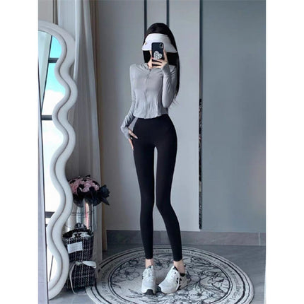 High-Waisted Butt-Lifting Yoga Pants, Tummy Control Sports Suit for Women, Quick-Dry Hooded Fitness Training Jacket, Anti-Static