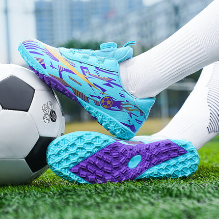 Cross-border 2024 New Girls' Boys' Spike Football Shoes C Lawn Crushed Nails for Students Velcro Spin Training Sport
