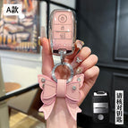 Kia A- Smart 3 Key [Crystal Pink Single Shell] Bow Diamond Buckle
