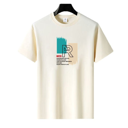 Heavy New Style Pure Short-sleeved T-shirt Men's Cotton Round Neck Cotton plus size Trendy Summer Youth Half-sleeved T-shirt Base Shirt