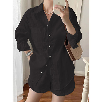 Single Piece/Complete Set 2025 Southeast Asia New Suit Cotton and Linen Shirt Shorts Casual Two-Piece Set Wholesale