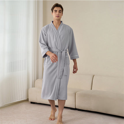 Hotel Bathrobe Women's Spring and Summer Thin Water Absorbent Quick-drying Nightgown Men's Mid-length plus size Hot Spring Swimming Sauna Bath Towel