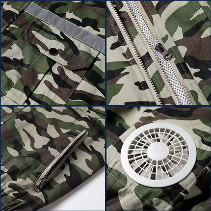 Upgraded four fan air conditioning clothes men's rechargeable refrigeration clothes with fan men's and women's work clothes
