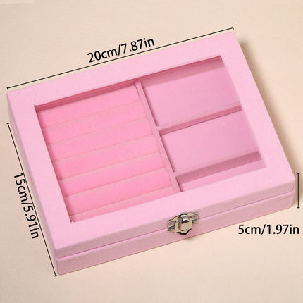 Advanced New Glass Jewelry Box Ring Earrings Earrings Bracelet Necklace Jewelry Display Flannel Jewelry Storage Box