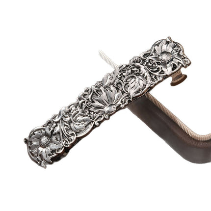 Republic of China Style Metallic Sunflower Embossed Pattern Hairpin Spring Clip Cheongsam Han Dynasty Matchinging Hair Accessories Horizontal Clip for Women