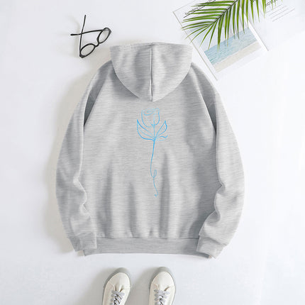 Fashion Joker Hoodie Line Flower Print
