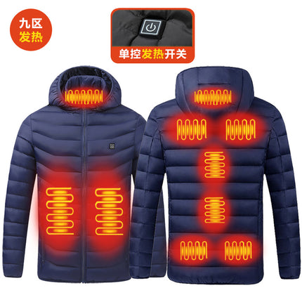 29Th District, 23Rd District, 11Th District, District 9 Heating Clothing, Winter down Cotton Jacket, Heated Cotton Jacket, Large Size Coat, Electric Heating Clothing, Cold-Proof