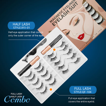 Wholesale magnetic eyeliner false eyelashes magnet false eyelashes 3D three-dimensional net red magnetic false eyelashes 3 pairs of suit