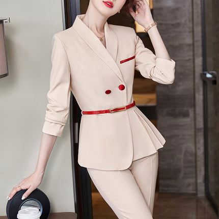 High-end business wear suit women's spring and autumn hotel front desk work wear elegant beautician beauty salon shop manager work clothes