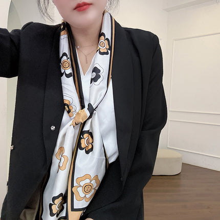 Spring and Summer New Double-layer New Silk Satin Neck Protection Scarf Women's Autumn and Winter Matching Shirt Elegant All-match Scarf