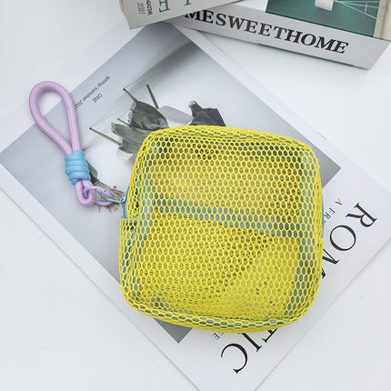 Cross-Border Dopamine Grid Tofu Bag Storage Bag Portable Coin Purse Mesh Small Makeup Bag Storage Pouch Small Bag