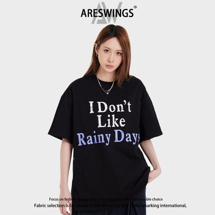 Areswings American-style High Street Lightning Print Short-sleeved Men's and Women's Niche Design Sense All-match Top Ins