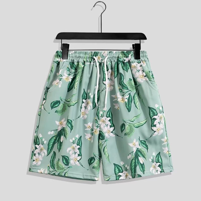 Summer Beach Shorts for Men Trendy Brand Ins Loose Sports Five-Point Quick-Dry Floral Shorts Trendy Couple Casual Large Shorts