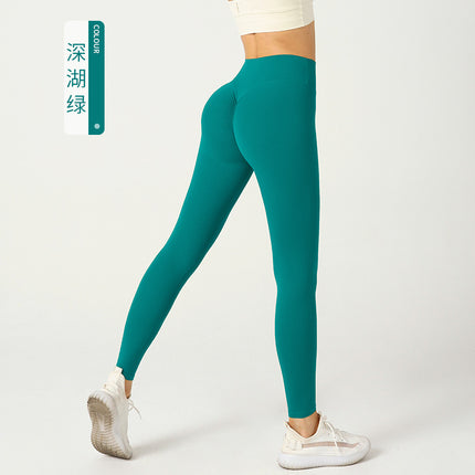 European and American Peach Naked Yoga Pants Women's Ins High Waist Hip-lifting Chrysanthemum Sports Tight Pants Sexy Cycling Fitness Pants