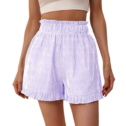 Nunbai Hot Girl Striped High-Waisted Casual Shorts for Women, Summer Hot Pants, Versatile Wide-Leg Pants, Slimming and Sexy