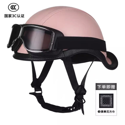 New National Standard 3C Retro Flip-Up Helmet for Women, Motorcycle Half-Helmet for Men, Electric Scooter Helmet, Cruiser Helmet for Riding