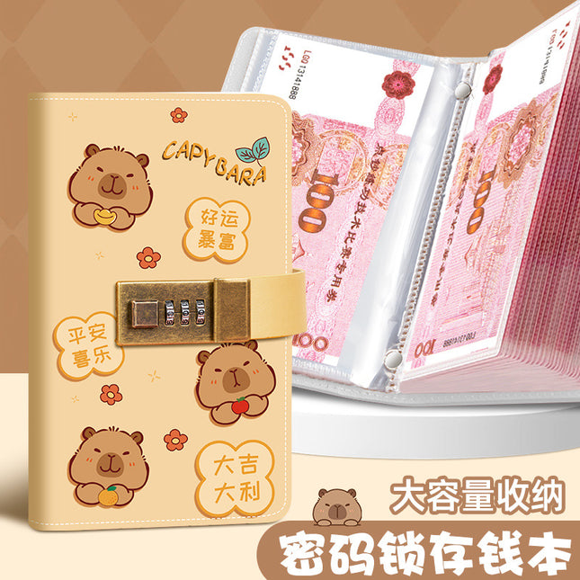 Kapi Barra Deposit Book Bookkeeping Book Cash Storage Bag Primary School Student Family Locked Financial Deposit Bag Hand Ledger Book