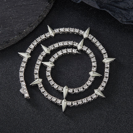 Hip-hop rap fluorescent black panther necklace high quality all-match trendy men's alloy diamond tennis chain Cuban chain wholesale