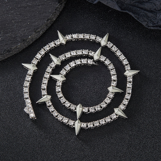 Hip-hop rap fluorescent black panther necklace high quality all-match trendy men's alloy diamond tennis chain Cuban chain wholesale