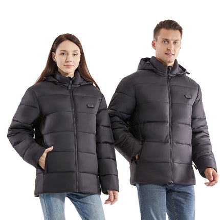 Autumn and Winter New Cold-Proof Smart Heating Cotton Coat for Men and Women, Constant Temperature Warm Hooded Fashion Trendy Jacket