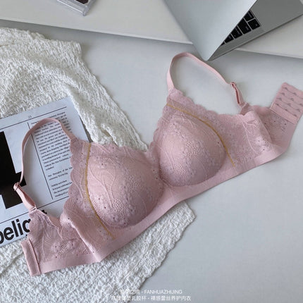 Shantou Flower Reland New Style Lace Maintenance Underwear Women's Micro Plastic Latex Cup Small Chest Push-up Sling Bra