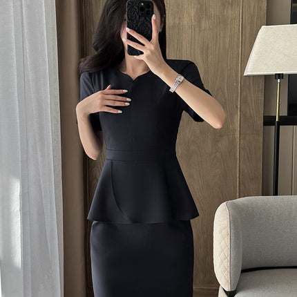Summer Business Wear Short-sleeved Suit suit Women's Dress Slim-fit Temperament Hotel Front Desk Sales Department Jewelry Store Work Clothes