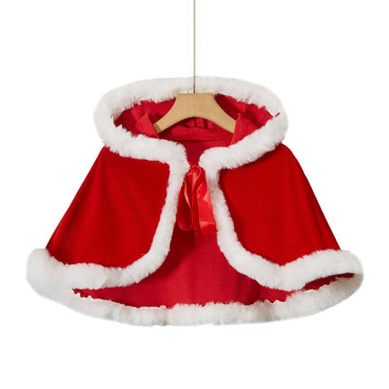 Amazon Christmas Shawl Cloak Christmas Costume Girls Party Cos Red and Green Christmas Costume Performance Uniform