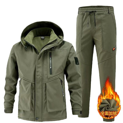 Autumn and Winter fleece-lined Charge Clothes Coat Work Clothes Waterproof suit Men's Cold-proof Warm Upper and Lower Clothes Work Clothes