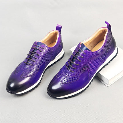 High-end New Genuine Leather Vintage Antique Fashionable Forrest Gump Shoes Men's Low-top Handmade Genuine Leather Sports Casual Sneakers Trendy