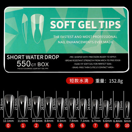Cross-border nail transparent glossy nail patch fake finger ultra-thin seamless nail patch 550 pieces/boxed porcelain white box nail patch